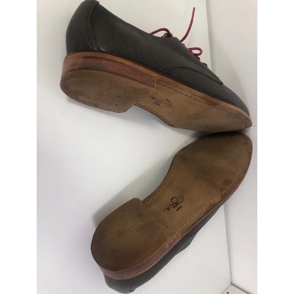 Cole Haan Almond Toe Peeble Leather Lace Up Oxford Taupe Gray Men\'s US 11.5